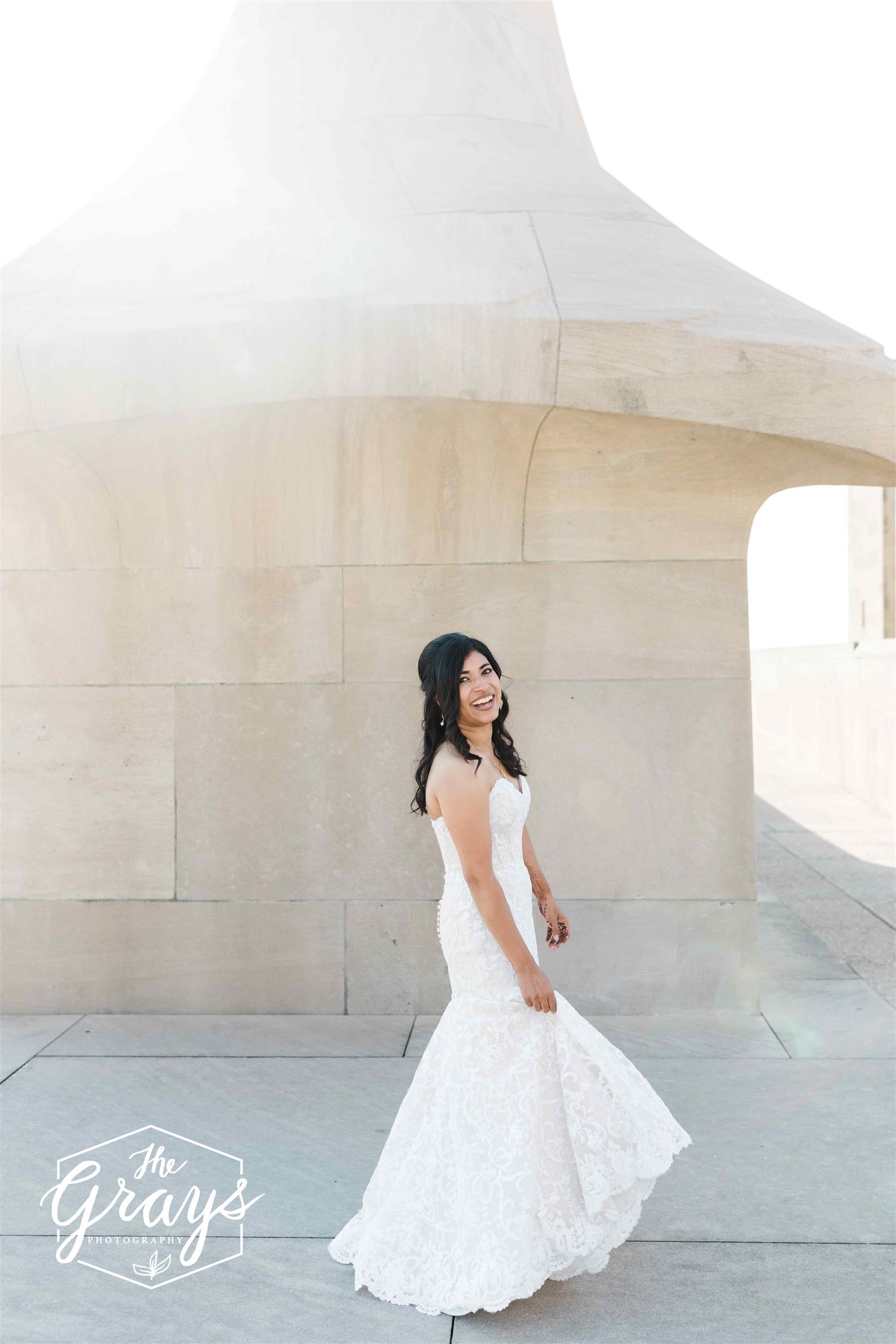 Bride Wearing White Mermaid Wedding Dress