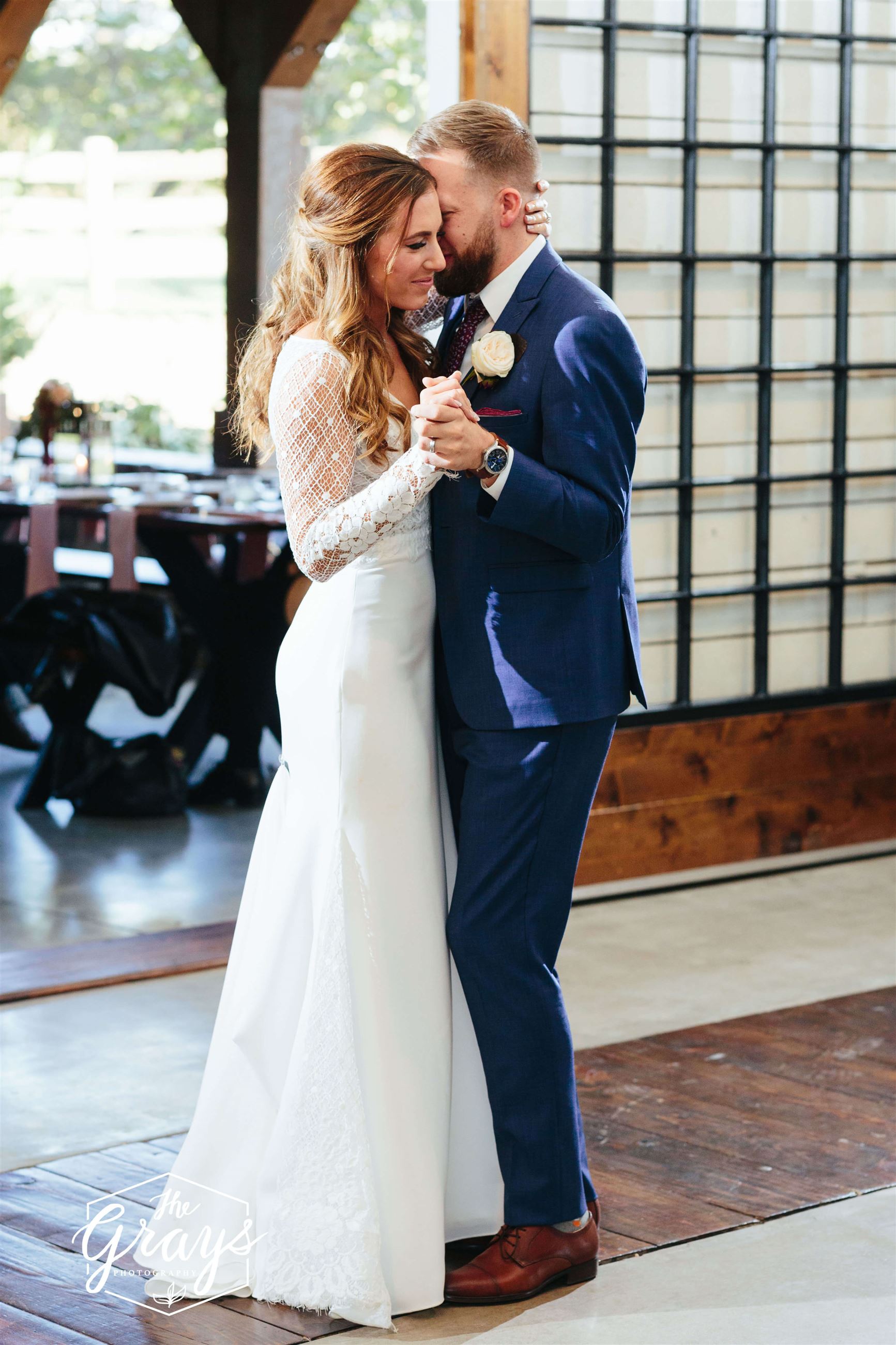 Bride and groom dancing