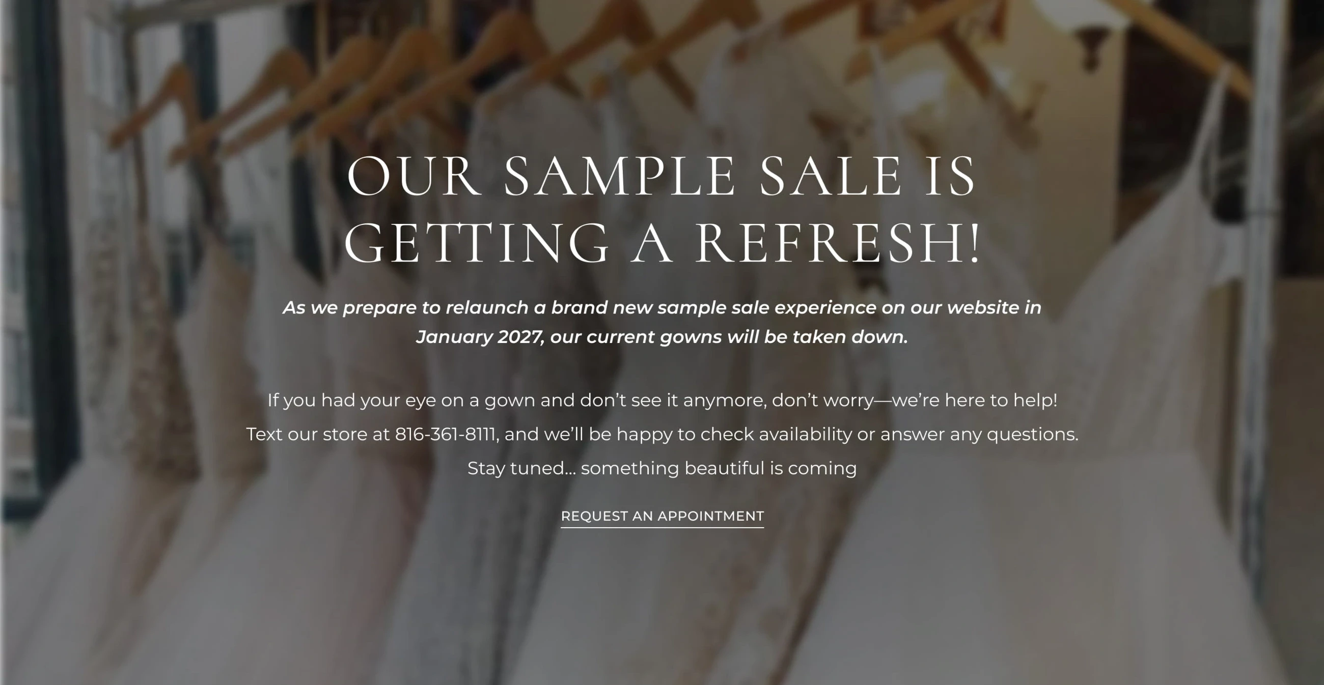 Sample Sale notice desktop banner