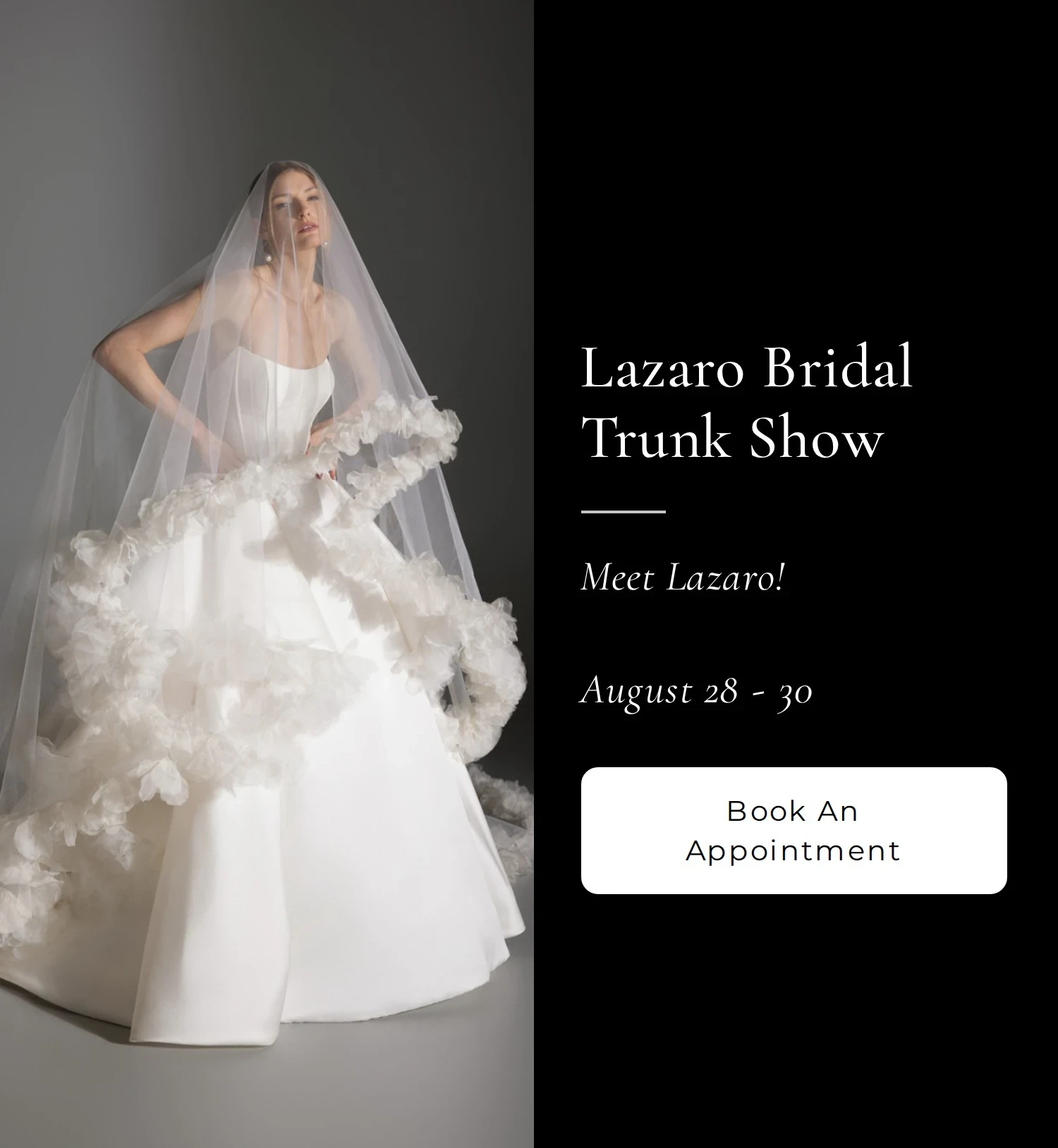 Lazaro Bridal Trunk Show, mobile banner
